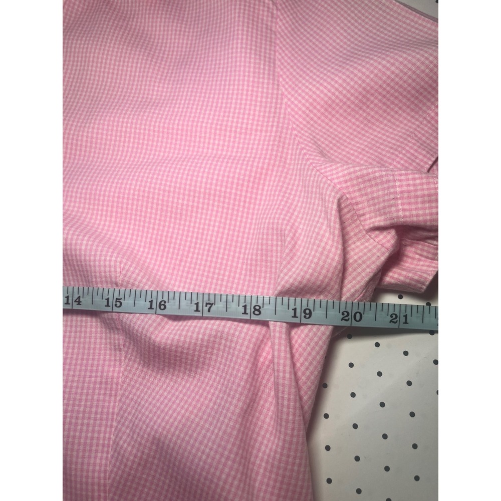 Lee Womens XL Pink Gingham Button Down Shirt Stretch Preppy Y2K Easy Care - Picture 7 of 9